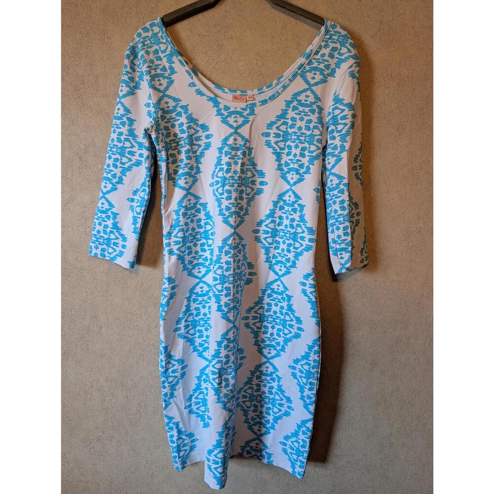 PERSIFOR blue white pattern mini dress sz XS